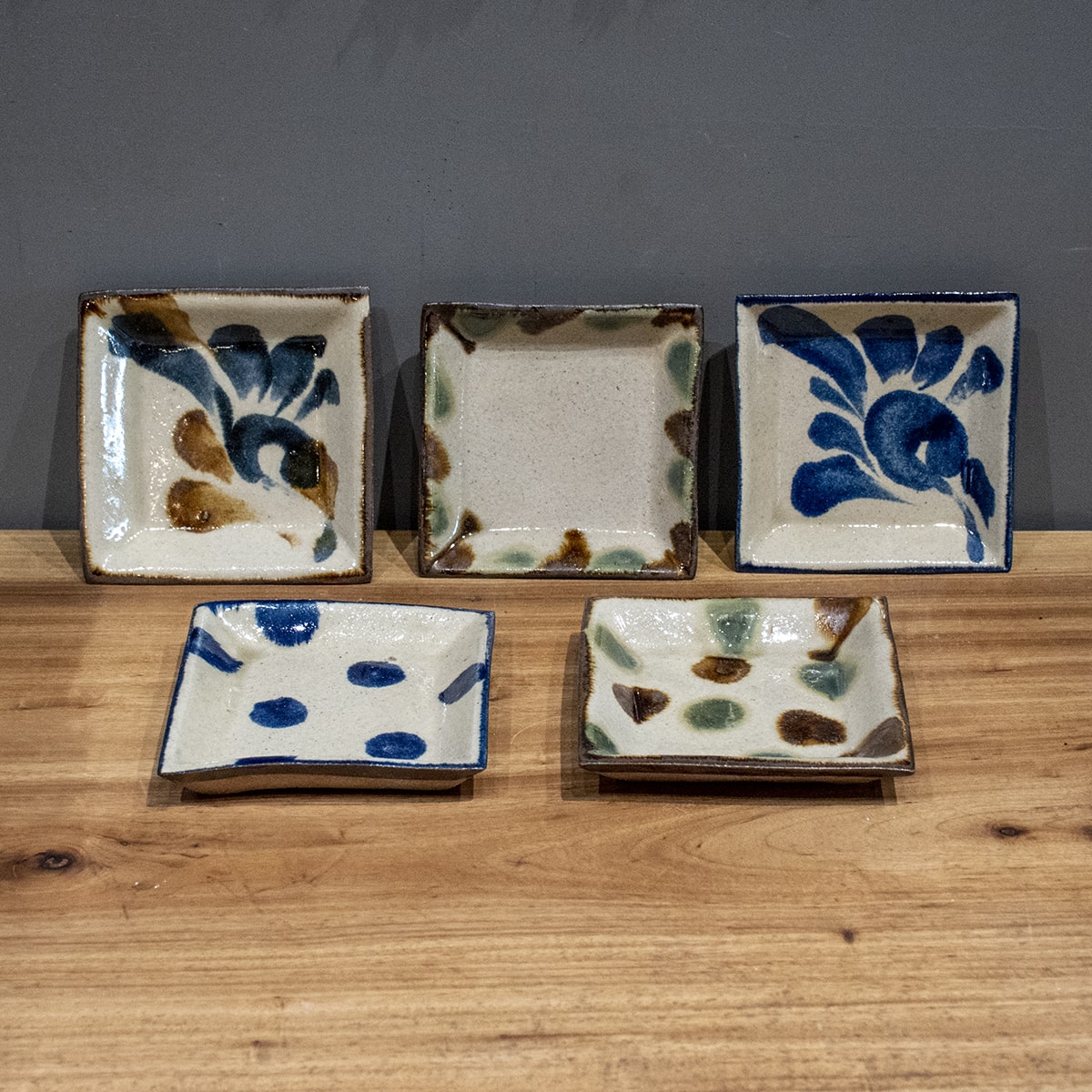 Small Square Dish Set from Okinawa (4 pieces)