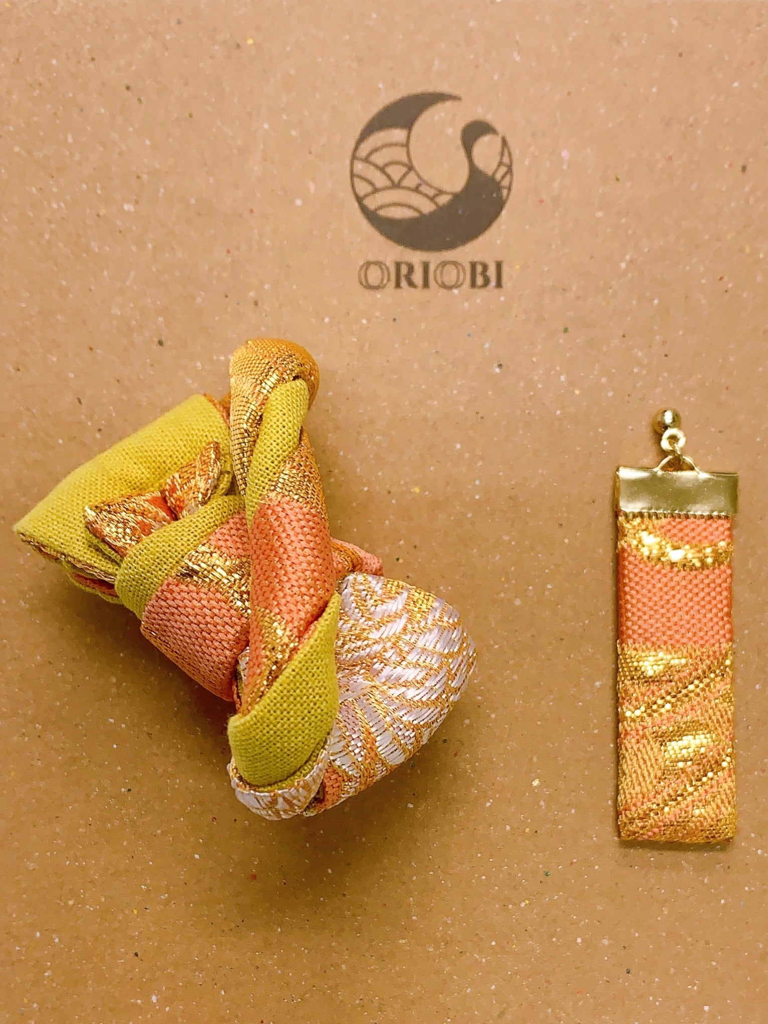 Ohrringe & Ring "Hajime" in Pfirsich